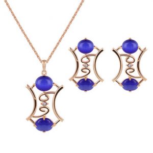 Elegant Jewelry Set Opal Rhinestone Earrings Necklace Set