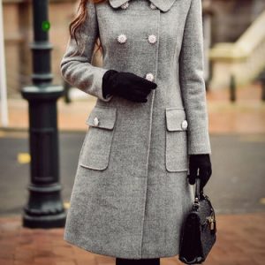 Elegant Long Sleeve Solid Buttoned A-line Coat