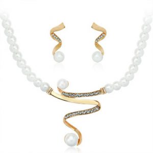 Elegant Pearl Rhinestone Jewelry Set