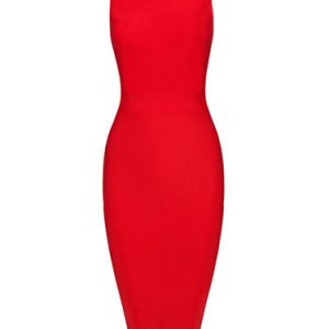 Elegant Sleeveless Slit Solid Sheath Midi Dress