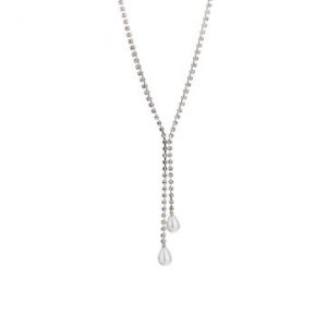 Elegant Women's Necklace Rhinestone Pearl Long Necklace