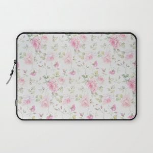 Elegant blush pink white vintage rose floral Computer Cover by Pink Water - Laptop Sleeve - 13"