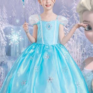 Elsa Costume Halloween Kids Cosplay Dress Little Girls Frozen Blue Dresses