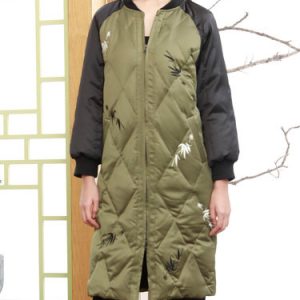 Embroidered Casual Stand Collar Down Coat