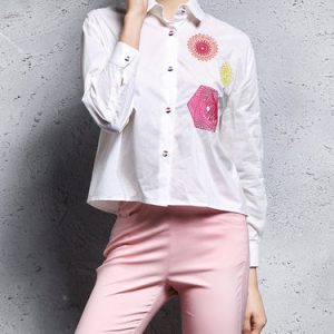 Embroidery Cotton Long Sleeve Casual Blouse