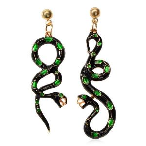 Enamel Snake Asymmetric Drop Earrings