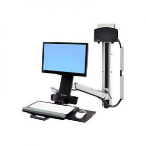 Ergotron 45-273-026 StyleView Sit-Stand Combo System with Small CPU Holder (Polished Aluminum)