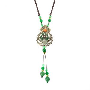 Ethnic Flower Jade Retro Necklace