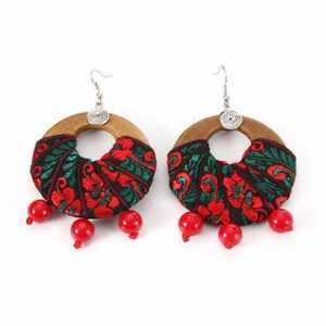 Ethnic Style Jewelry Earrings Handmade Bead Wood Cotton Women Earrings