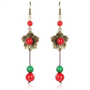 Ethnic Style Jewelry Flower Beads Tassel Drop Earrings