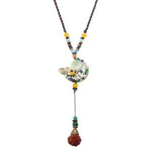 Ethnic Style Necklace Moon Jade Rode Necklace