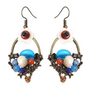 Ethnic Women Earrings Tassel Flower Agate Earrings