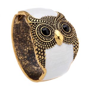 European American Style Opening Retro Punk Drip Owl Bangle Bracelet