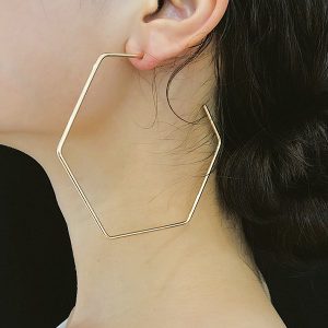 Exaggerated Hexagonal Hoop Earrings