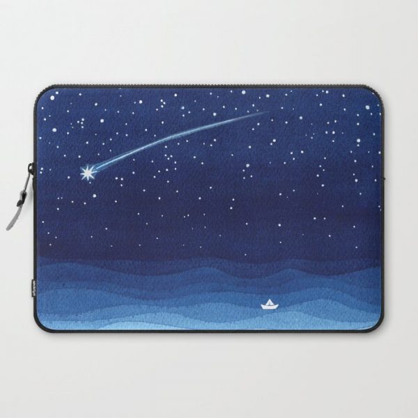 Falling star, shooting star, sailboat ocean waves blue sea Computer Cover by VApinx - Katarzyna L. - Laptop Sleeve - 15"