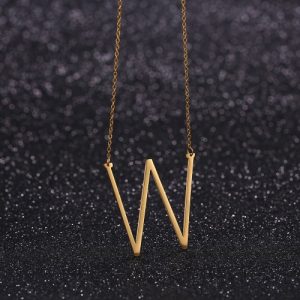 Fashion 26 Letters Pendants Alphabet Initial Necklace 316L Stainless Steel Titanium Chain Jewelry Charming Women Men Unisex Party Wedding Gift