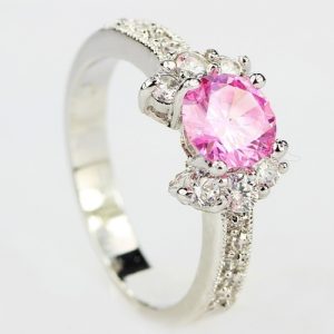 Fashion 925 sterling silver Ring 3ct Size 6-9 amazing Princess cut Pink Sapphire & Topaz Engagement Ring black 5