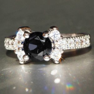 Fashion 925 sterling silver Ring 3ct Size 6-9 amazing Princess cut Pink Sapphire & Topaz Engagement Ring black 5