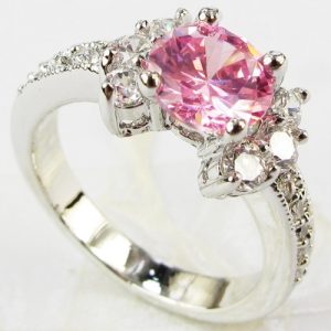 Fashion 925 sterling silver Ring 3ct Size 6-9 amazing Princess cut Pink Sapphire & Topaz Engagement Ring black 5