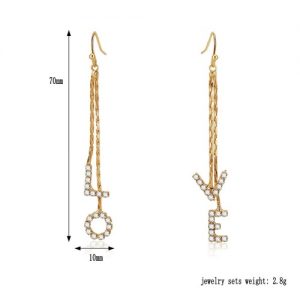 Fashion Alloy Embedded Crystal Tassel Drop Earrings Ear Studs Pendant Earrings for Women Jewelry