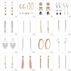 Fashion Alloy Embedded Crystal Tassel Drop Earrings Ear Studs Pendant Earrings for Women Jewelry