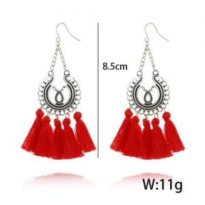 Fashion Bohemian Earrings Women Circle Long Tassel Fringe Dangle Earrings Jewelry Accessory