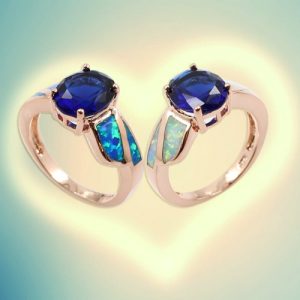 Fashion CZ Diamond Simulated Opal 925 Sterling Silver Ring Women Girl Wedding Engagement Jewelry Accessory