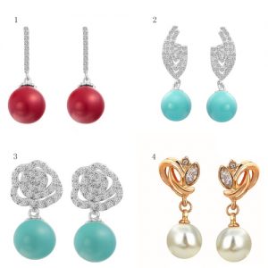 Fashion Charm Unique Beads Zircon Rhinestone Crystal White Gold Plated Copper Earring Ear Dangle Jewelry for Women