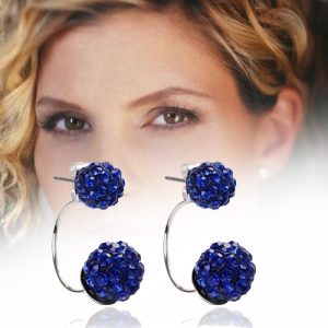 Fashion Crystal Diamond Ball Ear Studs Ear Accessories with Double Balls Earrings for Women and Girls