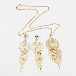 Fashion Exaggerated Swirl Gear Circle Spiral Earrings Necklace Personality Jewelry Set