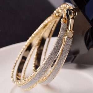 Fashion Gold Metal Circle Shaped Earrings - One Size