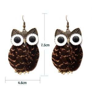 Fashion Hot New High Quality Vintage Earring with Animal Feather Pendant Ear Drop Owl Dangle Jewelry for Women Gift