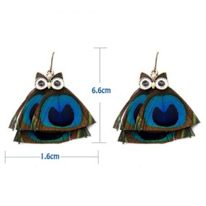 Fashion Hot New High Quality Vintage Earring with Animal Feather Pendant Ear Drop Owl Dangle Jewelry for Women Gift