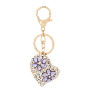 Fashion Jewelry Hollow Shinning Rhinestone Crystal Heart Pendant Car Keyring Key Chain for Gift