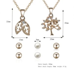 Fashion Jewelry Set Pendant Necklace Simple Pearl Ear Studs for Women Jewelry Accessory