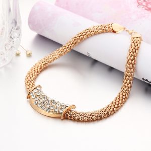 Fashion Jewlery Set Water-drop Ball Chain Embedded Crystal Necklace Ear Studs Bracelet Ring Women Jewelry