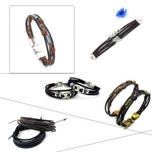 Fashion Multi-layer Leather Rope Alloy Pendant Bead Woven Bracelet Casual Style for Male and Female