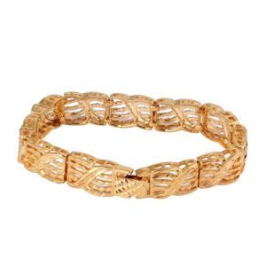 Fashion Personality Punk Rock Style 18K Gold Plated Metal Link Hand Chain Bracelet Jewelry for Women Girls