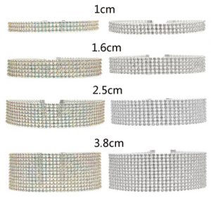 Fashion Transparent & Coloured Rhinestone Crystal Necklace Chocker Pendant Chain Statement Jewelry Accessories for Women Girls Gift Party