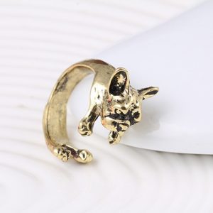 Fashion Trendy Dog Ring Bulldog Open Ring for Women Personality Jewelry Hand Decoration