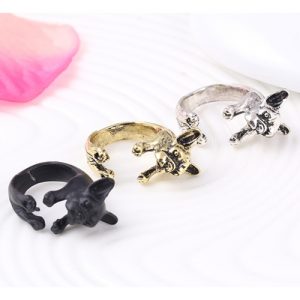 Fashion Trendy Dog Ring Bulldog Open Ring for Women Personality Jewelry Hand Decoration