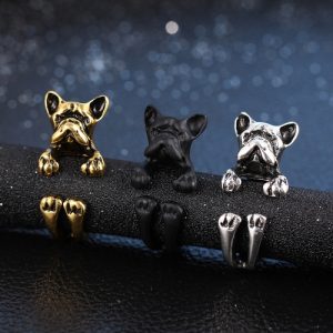 Fashion Trendy Dog Ring Bulldog Open Ring for Women Personality Jewelry Hand Decoration