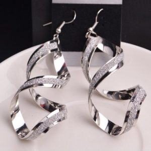 Fashion Twist Design Silver Metal Earrings - One Size