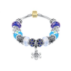 Fashion Unique Charm Colorful Crystal Beads Metal Chain Bracelet Bangle Jewelry for Women Girl Gift Party