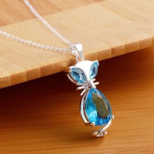 Fashion Unique Style Lovely Animal Fox Copper Zircon Rhinestone Crystal Necklace Chain Jewelry for Women Girls Gift Wedding Party