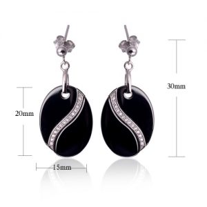 Fashion Unique Women Girls S925 Silver Round Nano Ceramic Zircon Earrings Eardrop Dangle for Party Wedding Gift