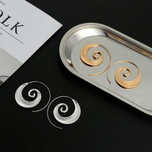 Fashion Vintage Plated Circles Round Spiral Heart Water-drop Shaped Dangle Earrings Charm Unique Women Party Earrings Jewelry