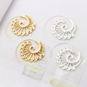 Fashion Vintage Plated Circles Round Spiral Heart Water-drop Shaped Dangle Earrings Charm Unique Women Party Earrings Jewelry