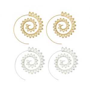 Fashion Vintage Plated Circles Round Spiral Heart Water-drop Shaped Dangle Earrings Charm Unique Women Party Earrings Jewelry