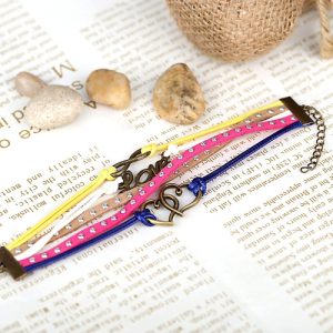 Fashion Vintage Retro Punk Rock Multilayer Leather Braided Pendants Bracelet Bangle Jewelry Accessory